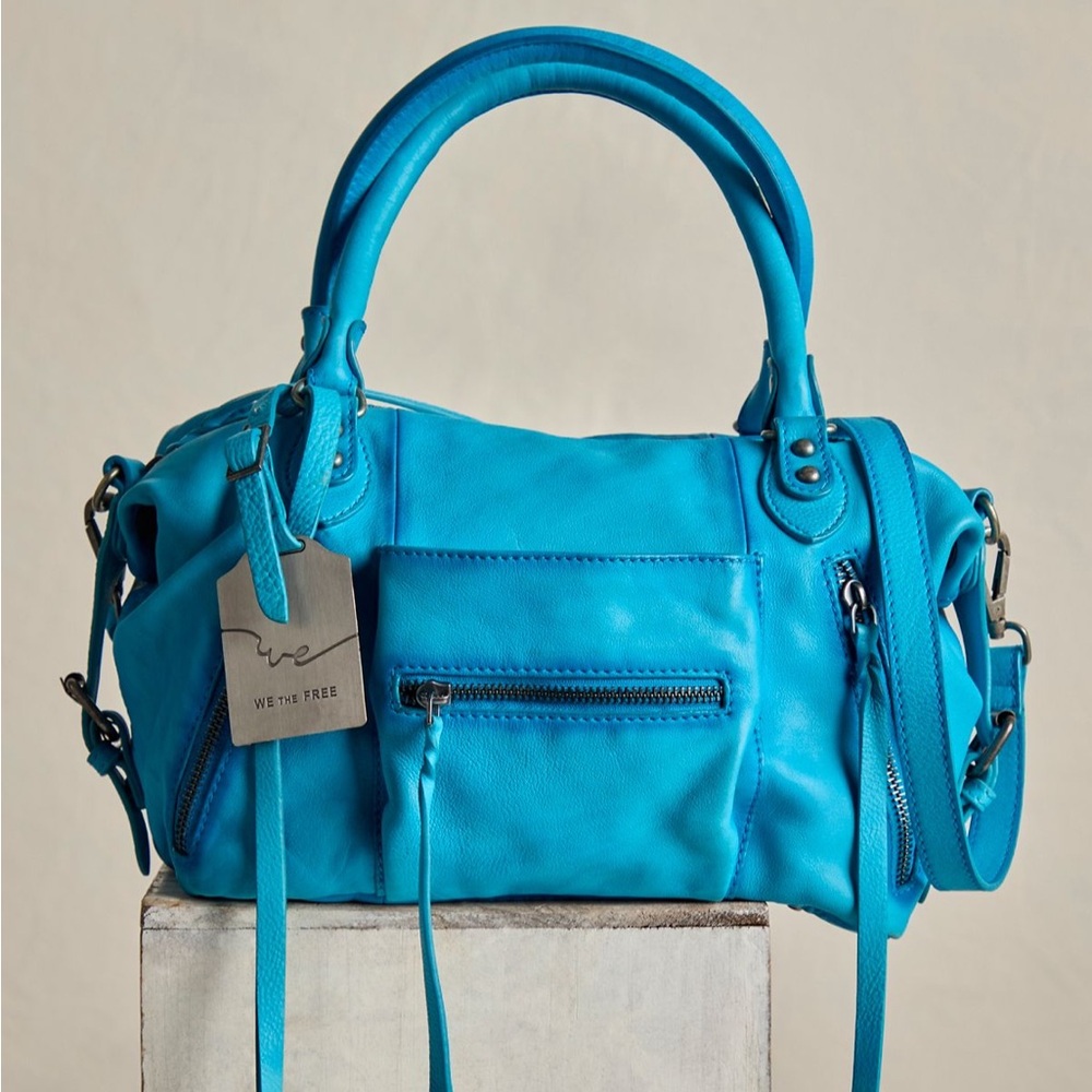We The Free Baby Emerson Cerulean Blue Leather Bag NEW SOLD OUT RARE Free People